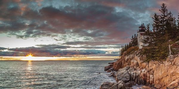 Maine-Mt Desert Island-Acadia National Park-Bass Harbor-Bass Harbor Head Lighthouse-autumn-dusk